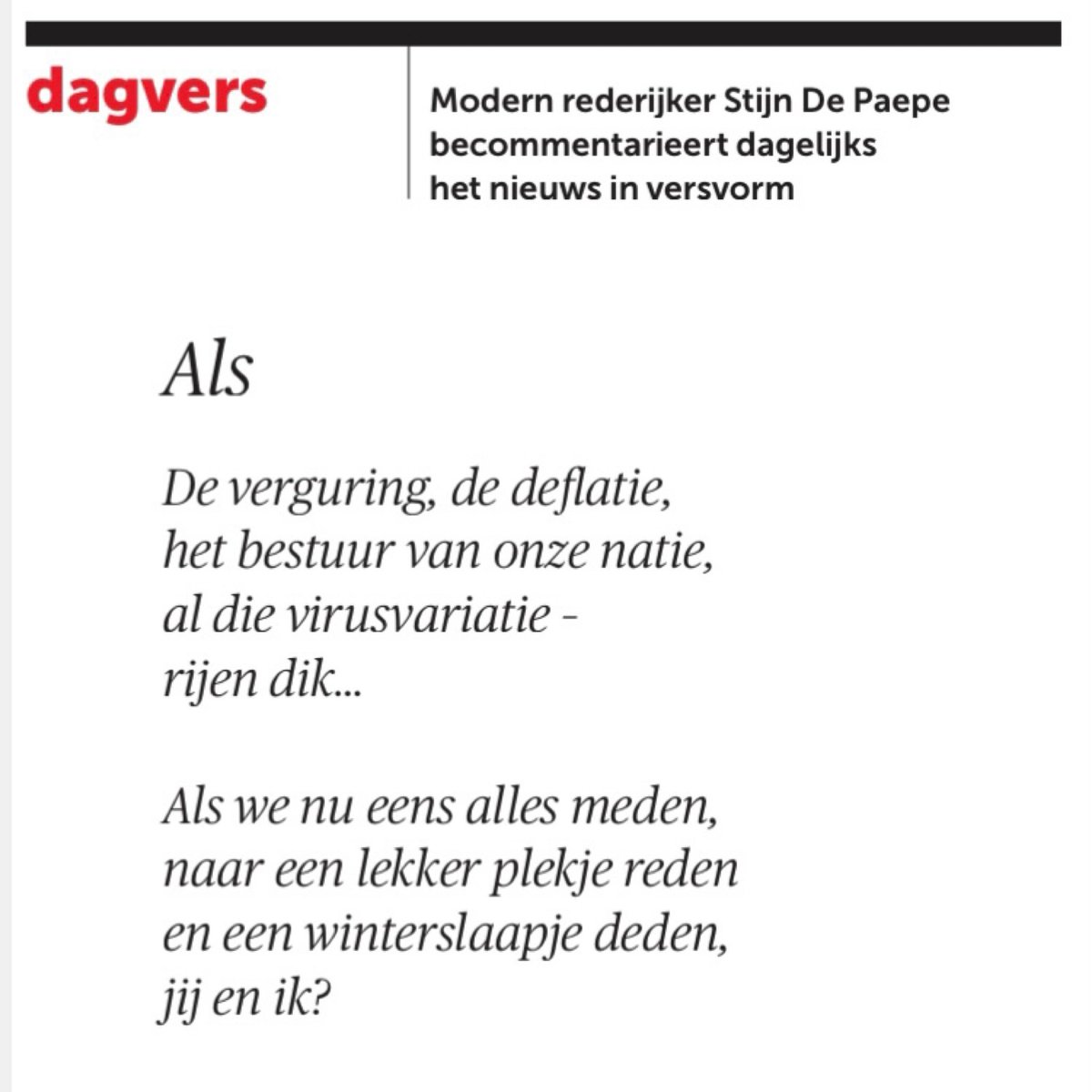 StijnDePaepe's tweet photo. Geen ontsnappen, geen ontkomen.
Dan maar ogen dicht en dromen…
💭
@demorgen: https://t.co/qo6nbs8FHW