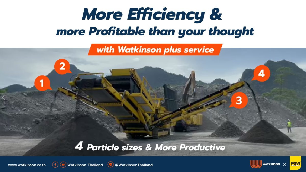 Watkinson_th's tweet photo. More efficiency and more profitable than you though with Watkinson plus service

produce up to 4 particle sizes ( by Track mobile screen) and give you added value for each particle sizes. With Watkinson plus’s unique High Power screenbox machine..
.
.
https://t.co/x81KPLelYI https://t.co/0NP0o42t5Q