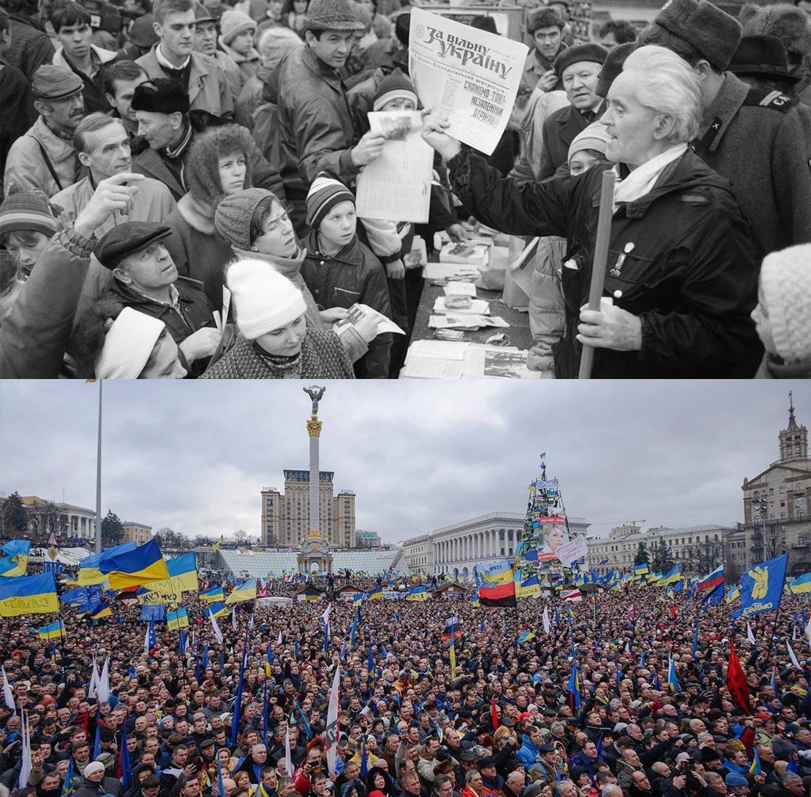 EuromaidanPress's tweet photo. #ThisDayinHistory

1991, in a nation-wide referendum, Ukrainians supported the Act of #Independence of Ukraine.

2013, after violent night of Nov 30, thousands of Ukrainians flocked to local #Maidans everywhere  in protest of the beatings of students by Berkut forces in Kyiv. https://t.co/wNxIZt31j0
