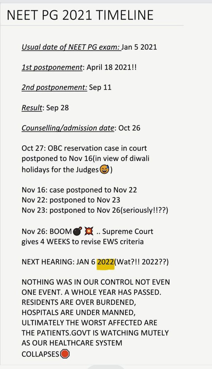 AspiringDoctor5's tweet photo. #NEETPG
#neetpg2021
#waste of one whole year for junior doctors and no one is even bothered!! @PMOIndia @OfficeOf_MM 
#neetpgcounselling https://t.co/vgQOboQhrV