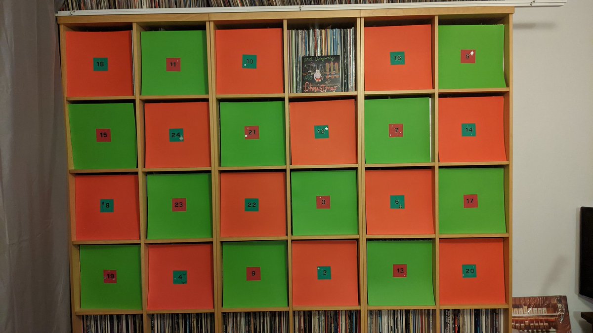 Mooseic's tweet photo. The vinyl advent calendar is back. 24 days of Christmas records, one hidden behind each door. Day 1 is And Anyway It's Christmas by @chkchkchk . Strong start #vinyl #vinylcollection #recordcollection #Christmas #AdventCalendar https://t.co/IwLQS3qV22
