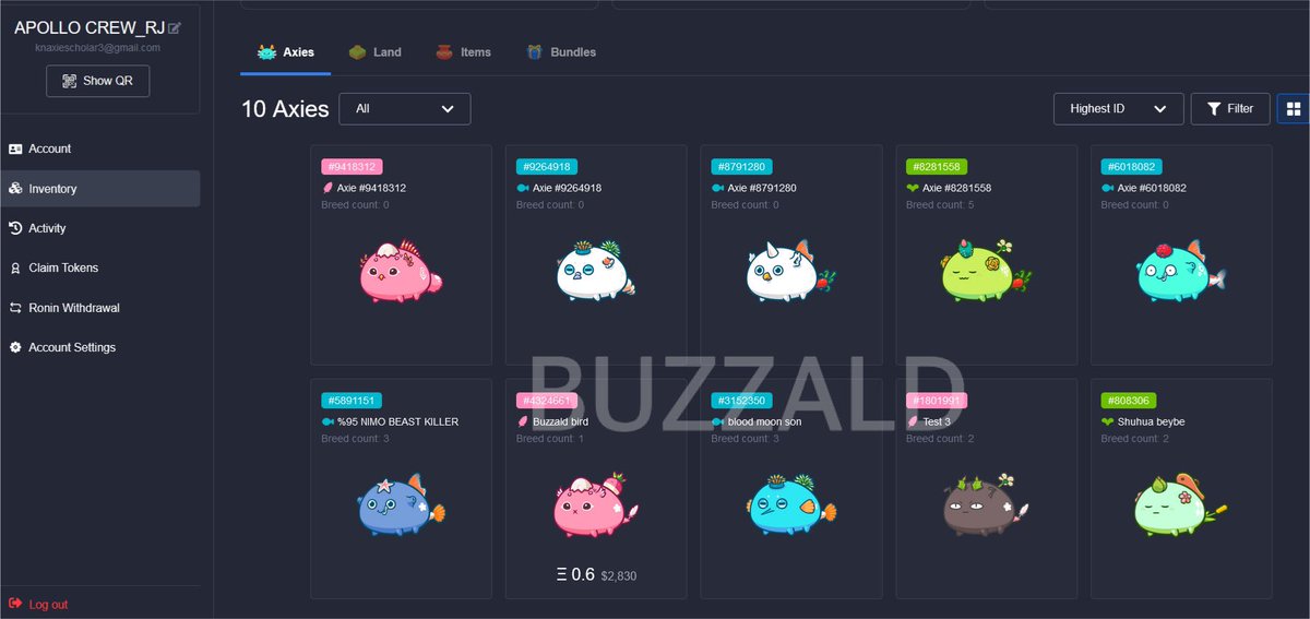 buzzaldgaming's tweet photo. Gave our Top earner 7 more axies for 40 energy! Lezgo!🚀🎉 https://t.co/rlw78RgJ9C