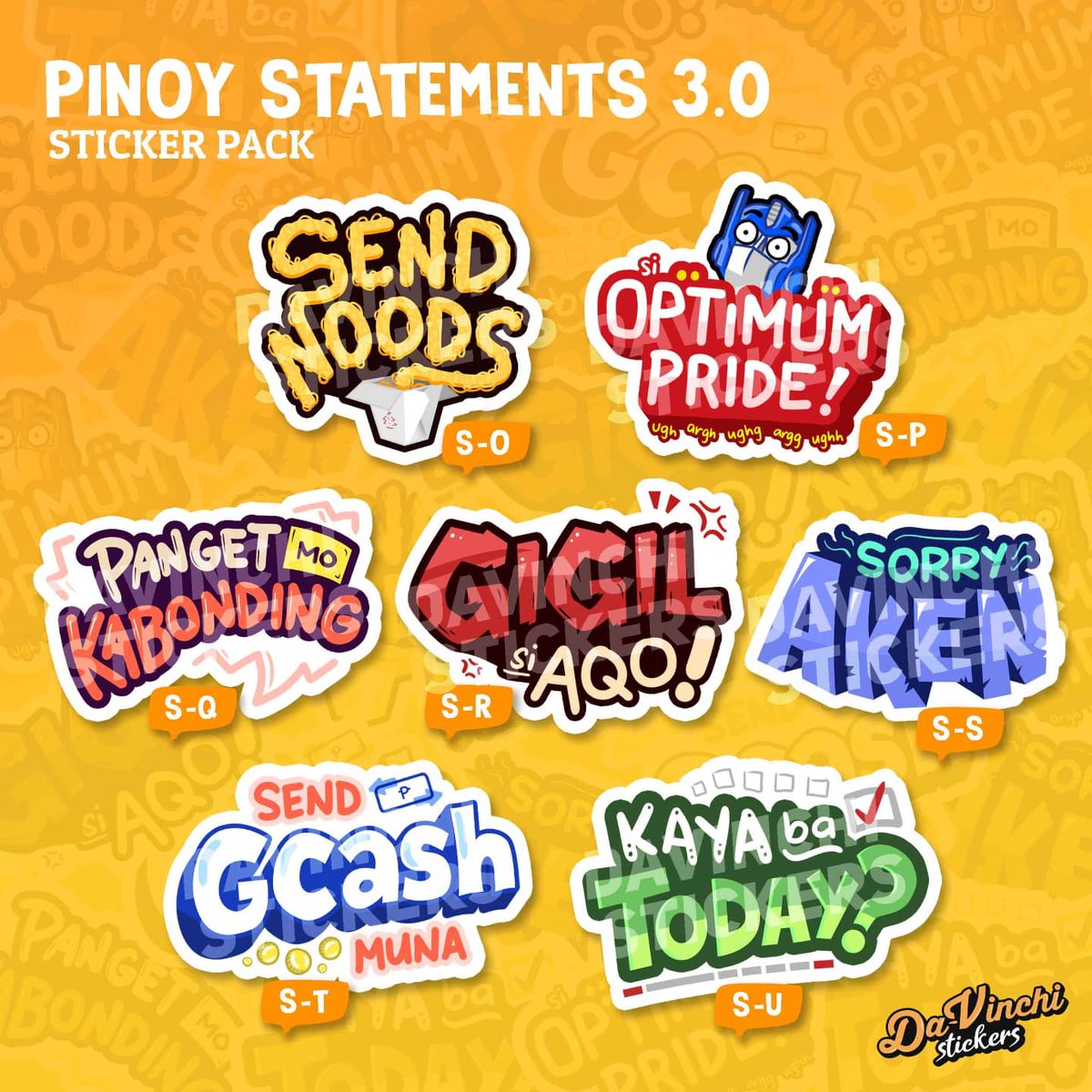 davinchisticker's tweet photo. 🚨NEW STICKERS ALERT🚨
A brand new set of Pinoy Statements are here!! Just in time before Christmas! 🎄🥳 Grab the perfect gift for your friends and family now on Shopee! (Available per piece or set)

Add to cart now! https://t.co/h54NKXz6gq
#stickers #Shopee #ShopeePH1212 https://t.co/8KUS7bwsOx