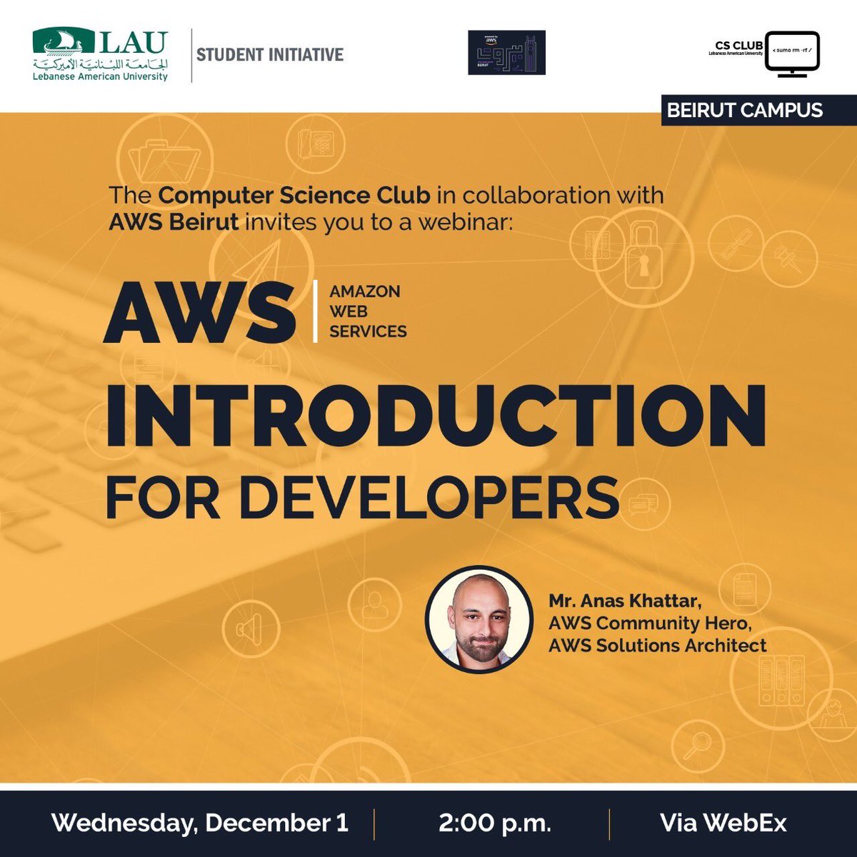 anaskhattar's tweet image. Join me today for an Intro to AWS session with the Computer Science Club at the Lebanese American University @LebAmUniv Computer Science Club. I’m thrilled to be giving a talk at my university as an Alumni ☁️
#AWSUserGroups #AWSCommunity