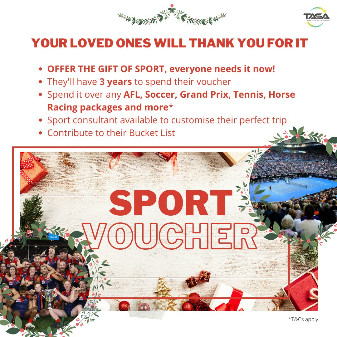 🎁  Gift inspo: Offer the adrenaline of a footy game, access the Happy Slam in Melbourne, feel the rush of a Grand Prix weekend... The list is endless and the memories created will last forever. PLUS, you'll support a LOCAL business 🏆
We will personalised your Christmas Voucher!