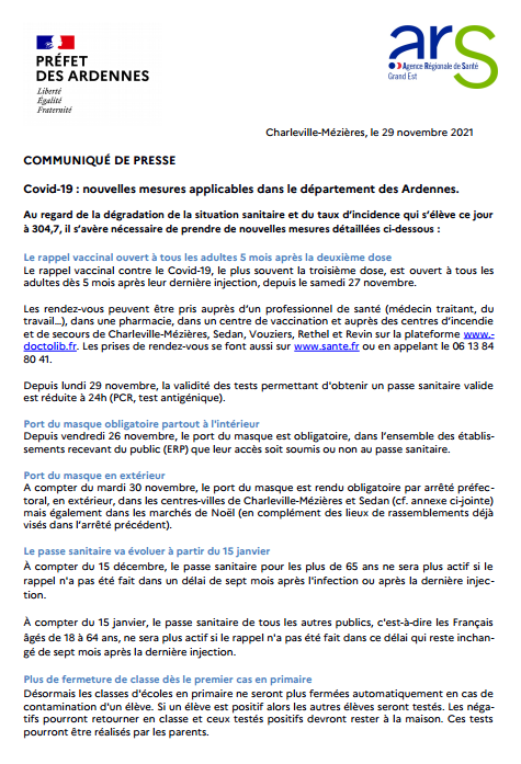 Prefet08's tweet photo. 🔊 Communiqué de presse du préfet des #Ardennes relatif aux nouvelles mesures applicables dans le département des Ardennes #COVID19.
@ardennescd08 https://t.co/W55MDv0CpO
