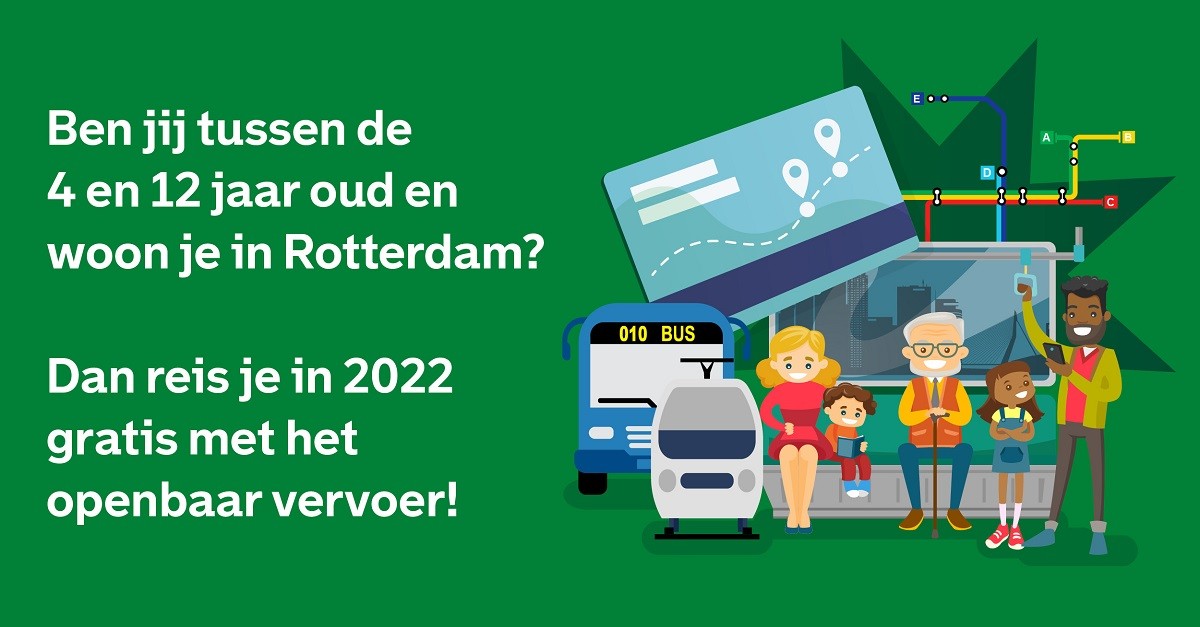 Kabelbaan wees stil cassette Gemeente Rotterdam on Twitter: "Vanaf 1 januari kunnen alle #Rotterdamse  kinderen van 4 -12 jaar - samen met een volwassene - een jaar lang #gratis  reizen met het OV🚏🚌🚎 in de stad.