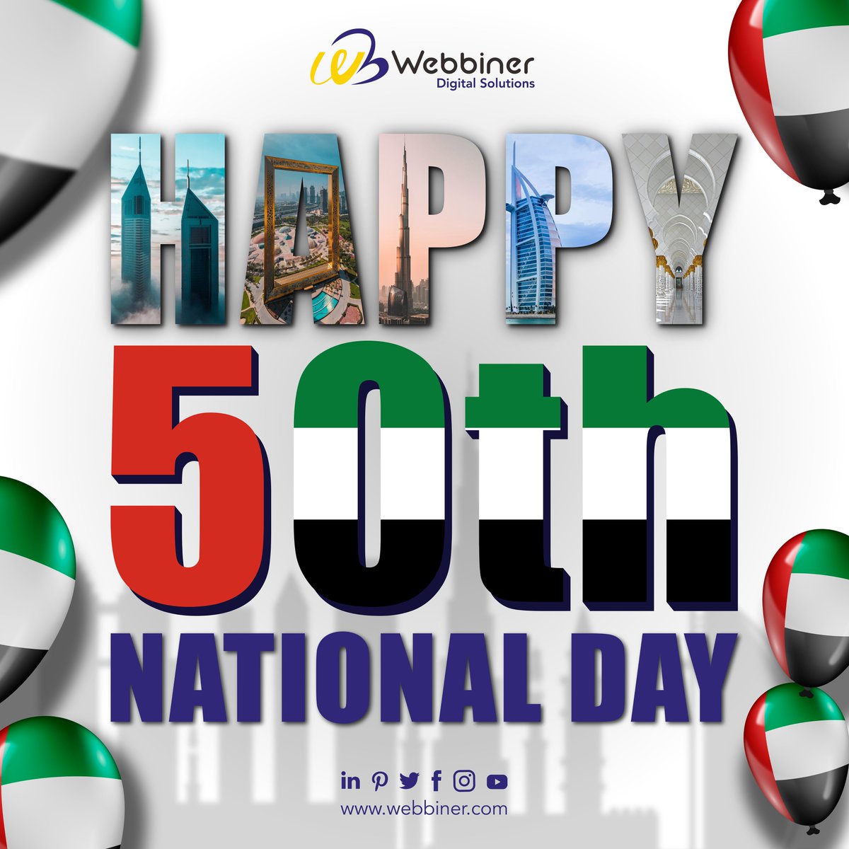 WebbinerDigital's tweet photo. Happy UAE 50th national day, we wish UAE all the success and prosperity.
Happiest congratulations from Webbiner to everyone in UAE on this special day.
#webbiner #UAE #nationalday #UAE50th #specialday https://t.co/usStyPhJJ5