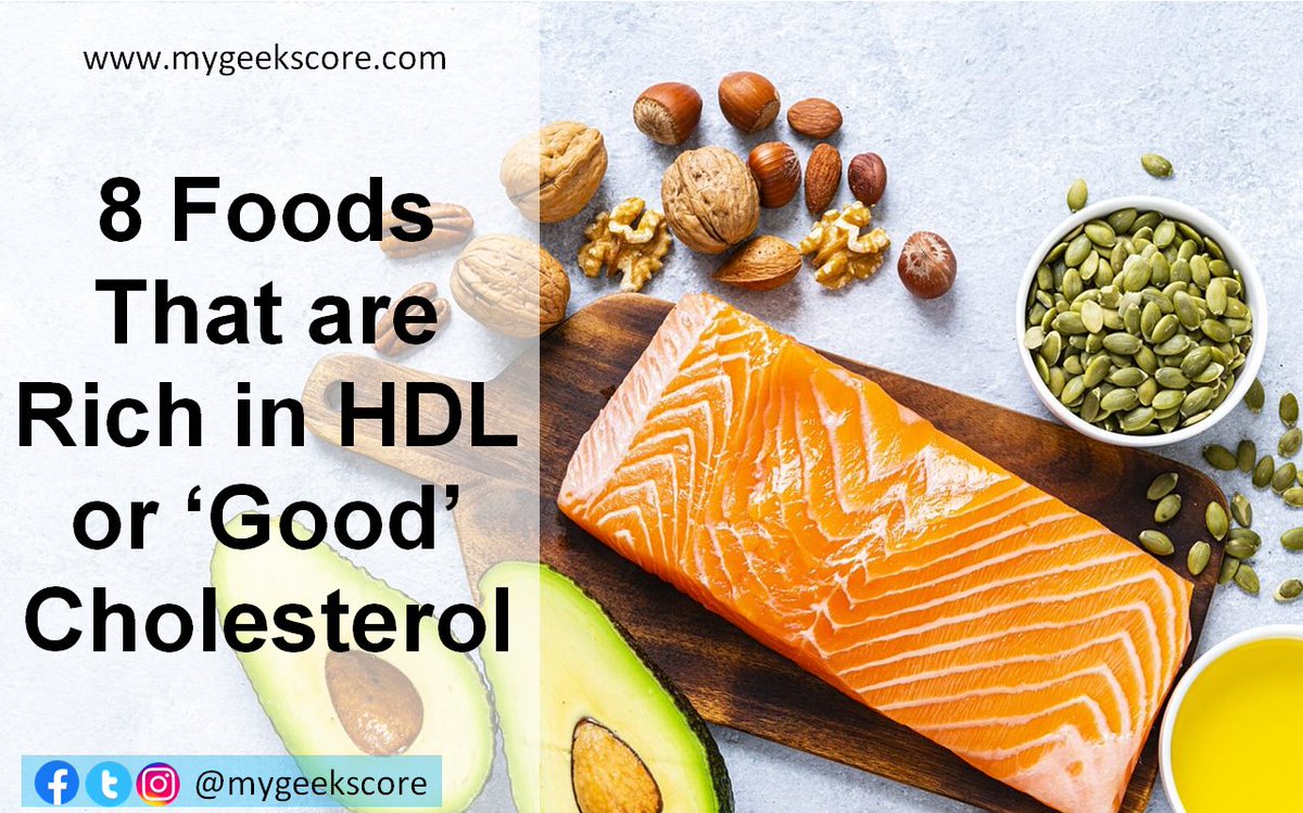 mygeekscore's tweet photo. Foods that are Rich in HDL or ‘Good’ Cholesterol and thus, helps in removing the plaque buildup from the arteries.
https://t.co/jp9bVLbm15
#cholesterol #highdensitylipoprotein #goodcholesterol #HealthyFood #healthy #heart #MyGeekScore https://t.co/yAXsqM2Zfg