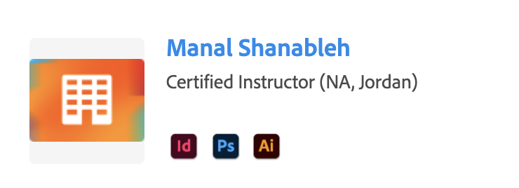 manal_shanableh's tweet image. learning.adobe.com/partner-finder…

#Jordan  #UAE #adobe_certified_instructor #training_partner #Adobe #creative_cloud #Photoshop #illustrator #indesign #XD #adobeXD