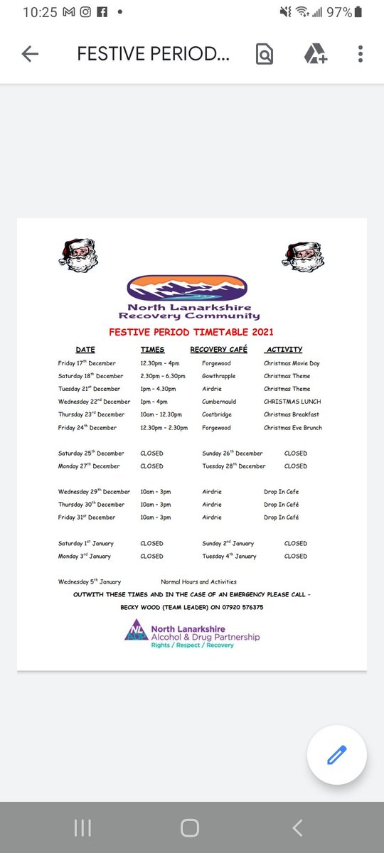 recovery_nl's tweet photo. Our Christmas timetable is below, get yourself along to all the events for some festive fun 😀 

@NorthlanADP https://t.co/hL9KvHvLGO