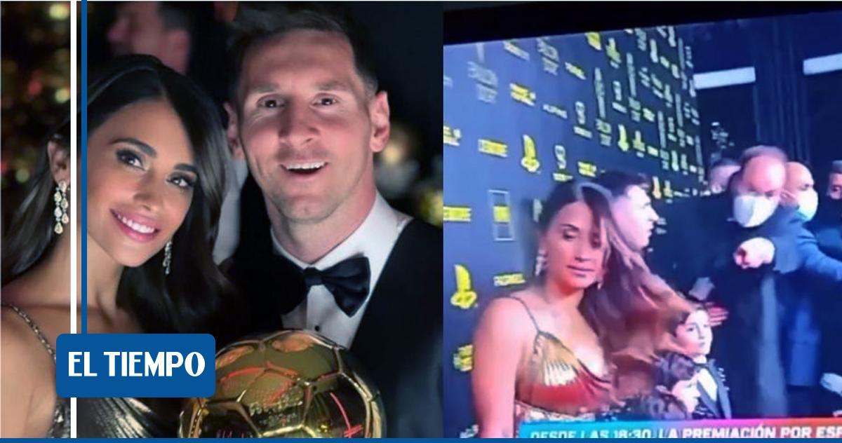 ELTIEMPO's tweet photo. 😍👏 En video: Messi hace respetar el lugar de su esposa Antonela Roccuzzo en la gala del Balón de Oro. Le mostramos el momento ► https://t.co/sZFKl7lD3U https://t.co/hyy4PYoxs0