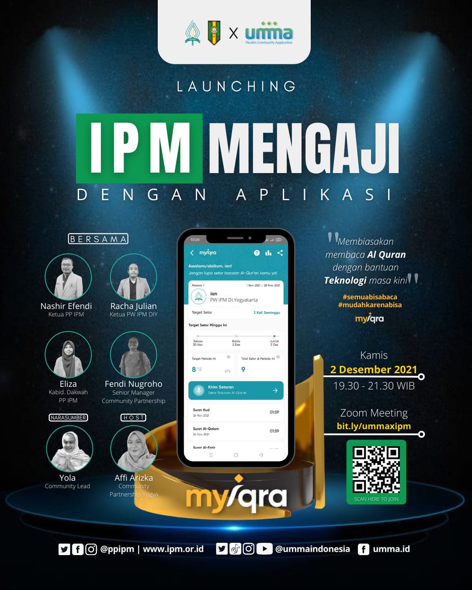 PPIPM's tweet photo. IPM ngadain program ngaji?? Ah sudah biasa! Tapi kalo pakai aplikasi? Itu baru luar biasa!!
Catat tanggalnya, siapin gadgetnya! Insyaa Allah sangat bermanfat buat kita generasi tiktok, agar hijrah menuju generasi qurani berkemajuan!
#IPM
#Muhammadiyah https://t.co/tIZEZaExuj