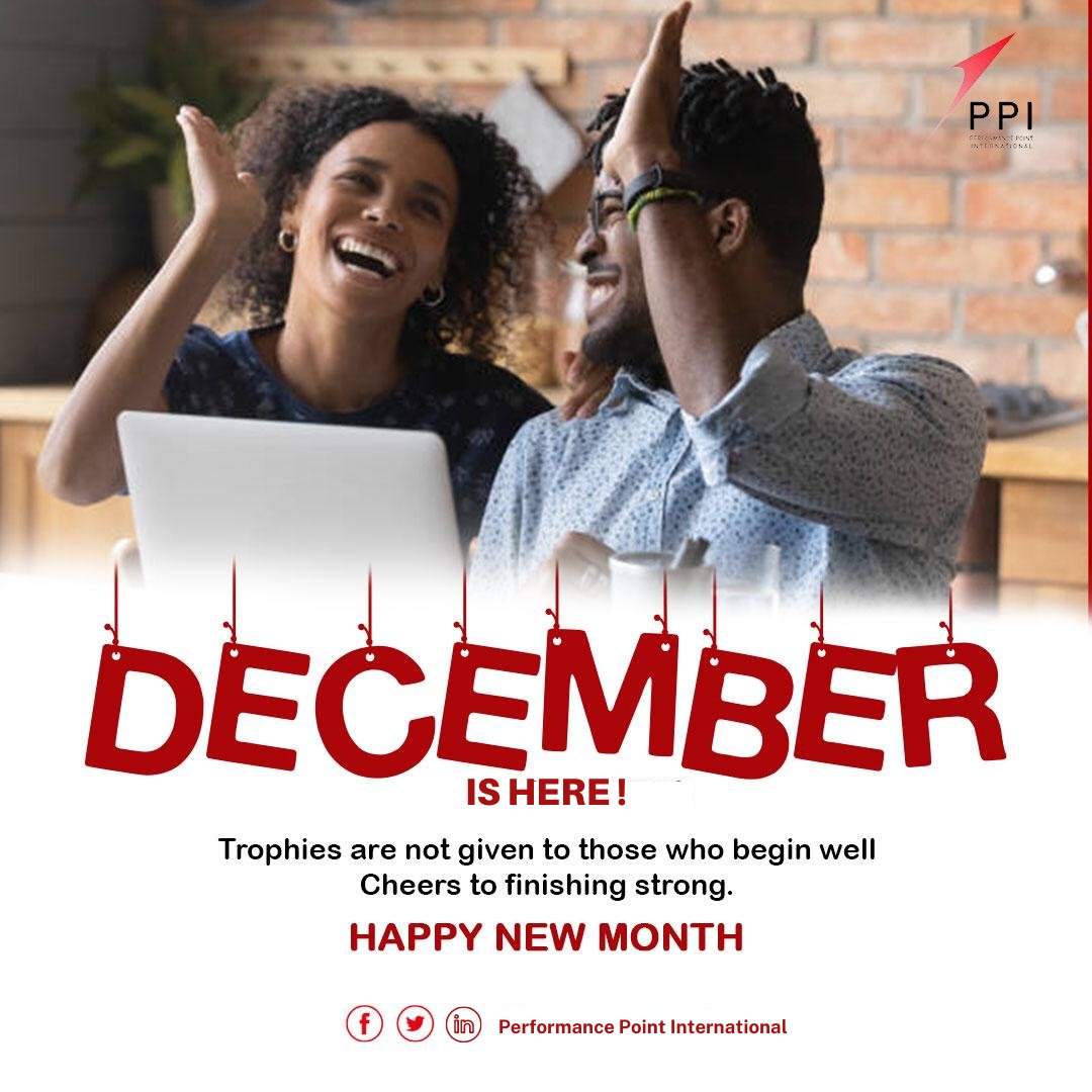 PPIextra's tweet photo. December is here 💃🕺

Trophies are not given to those who begin well. Cheers to finishing strong.

#HappyNewMonth https://t.co/T2dFnyAf37