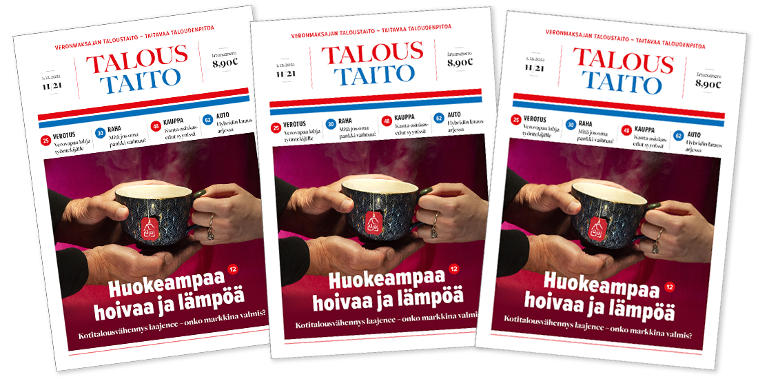 Marraskuun <a href="/Taloustaito/">Taloustaito</a> kertoo, miten otat hyödyn kotiin, kun #kotitalousvähennys kohenee 2022. Yritysten näkökulmaa antavat <a href="/gubbeio/">Gubbe</a>,  <a href="/tomallensenera/">Tom Allen Senera Oy</a> ja <a href="/RototecOy/">Rototec Geoenergia</a>. #verot
