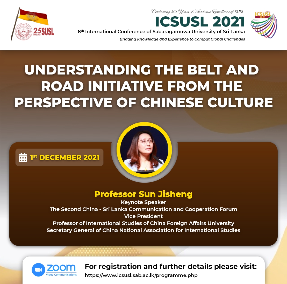 Join online for the Keynote and Plenary Speeches at ICSUSL 2021
For registration and further details please visit:
icsusl.sab.ac.lk/programme.php