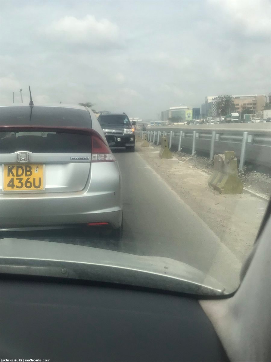 a3Route's tweet photo. 10:56 This one got tired of outbound traffic on Msa road  https://t.co/5A8BMmubLm via @dnkariuki