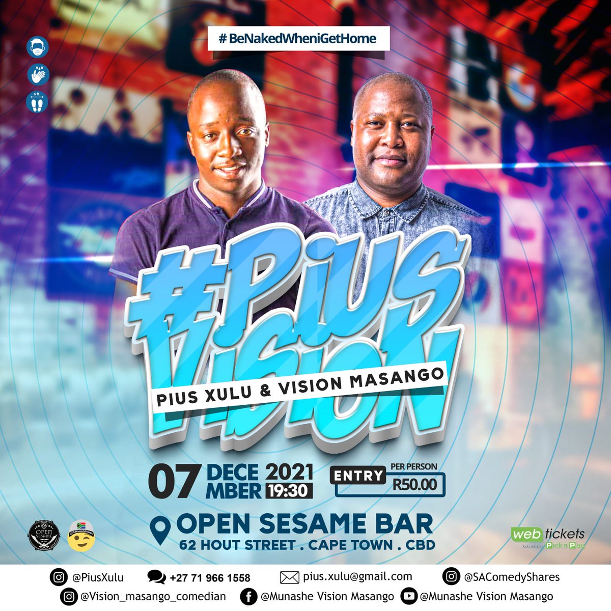 PiusXulu's tweet photo. Next week Tuesday's edition of #BeNakedWhenIGetHome a #OpenSesameBar brings us a duo show by #VisionMasango and myself called #PiusVisionComedyShow.

We will be performing 30mins of comedy each. 

Do come through for a good night of fun and laughter. 

#NewProfilePic https://t.co/OHDSmw0ujH