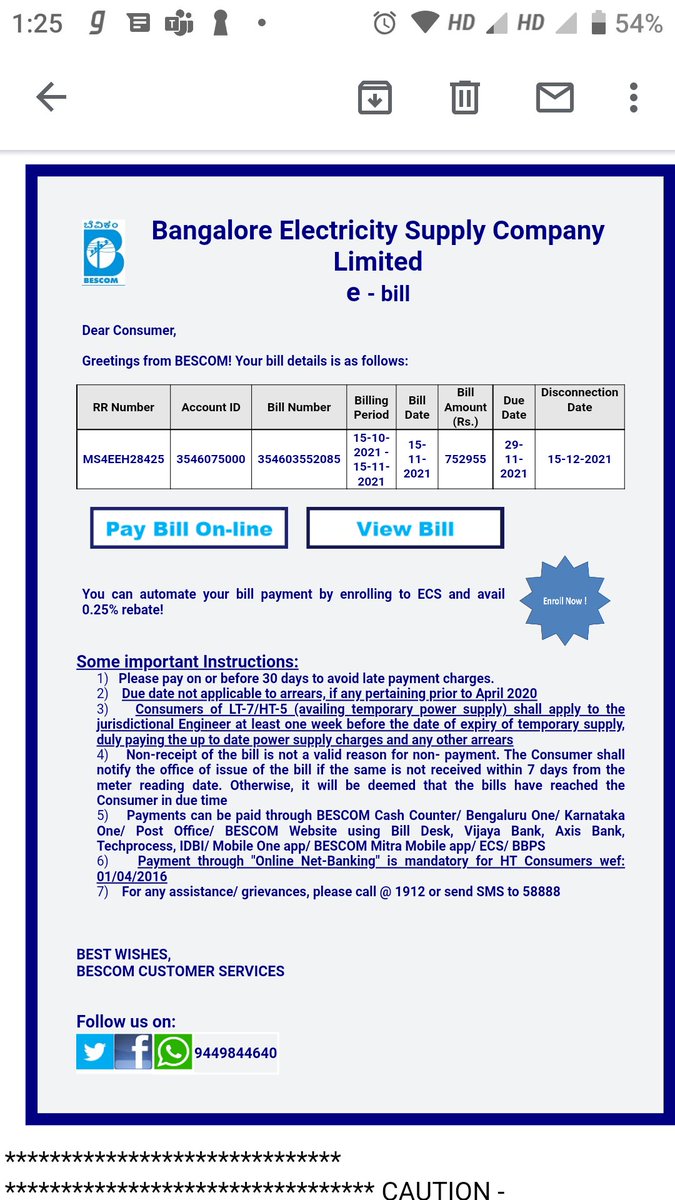 DivyaHindustan's tweet image. I just got a #bescom bill of 7.5 lakhs for one month for my home. Need some help to escalate this and help resolve this.
@OberoiD @CMofKarnataka @karkalasunil @NammaBESCOM @NammaBengaluroo @PMOIndia @BBMPMahadevpura @ArvindLBJP  @WFRising @narendramodi