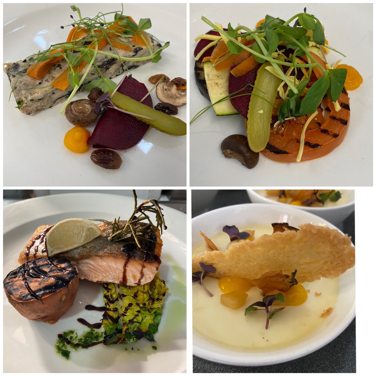Headmasters lunch today, chicken and wild mushroom terrine, roast salmon with sweet potato followed by coconut posset  <a href="/andy_matthewman/">Andy Matthewman</a> <a href="/PjWilson03/">PJ</a> <a href="/MichelleHought3/">Michelle Houghton</a> <a href="/wol1978/">Greg Wallace</a> <a href="/IndiesSodexo/">IndependentsBySodexo</a>
