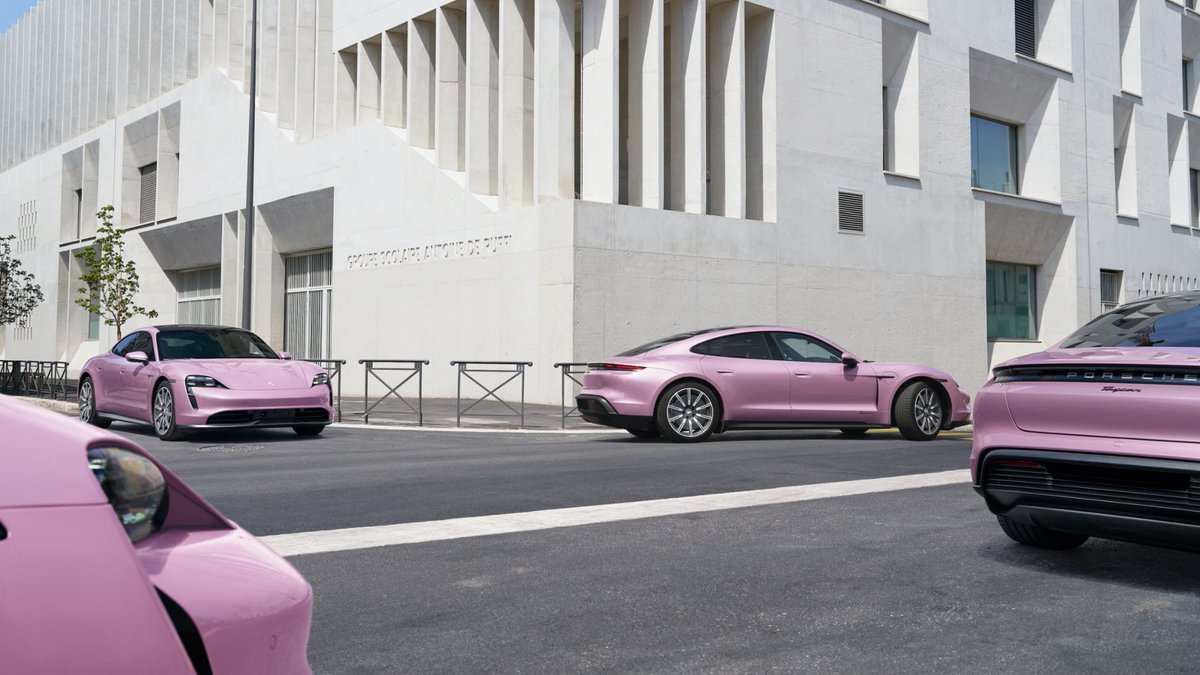 PorscheNewsroom's tweet photo. Photographer Tomek @makolski explored the topic of electromobility with futuristic flair, embarking on an exploratory European road trip that would provide dream-like backdrops for his vision of the #PorscheTaycan. More: https://t.co/Moeto7qJHy https://t.co/FAmMbLw9Fv