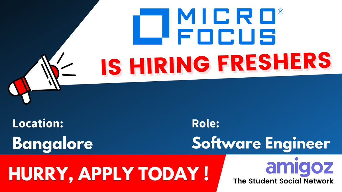 amigozapp's tweet photo. Micro Focus Is Hiring Software Engineer

Apply Here: https://t.co/Dkv6D81rkr
 #jobsforstudents #thestudentsocialnetwork #jobsforfreshers https://t.co/kkrmTNoPPA
