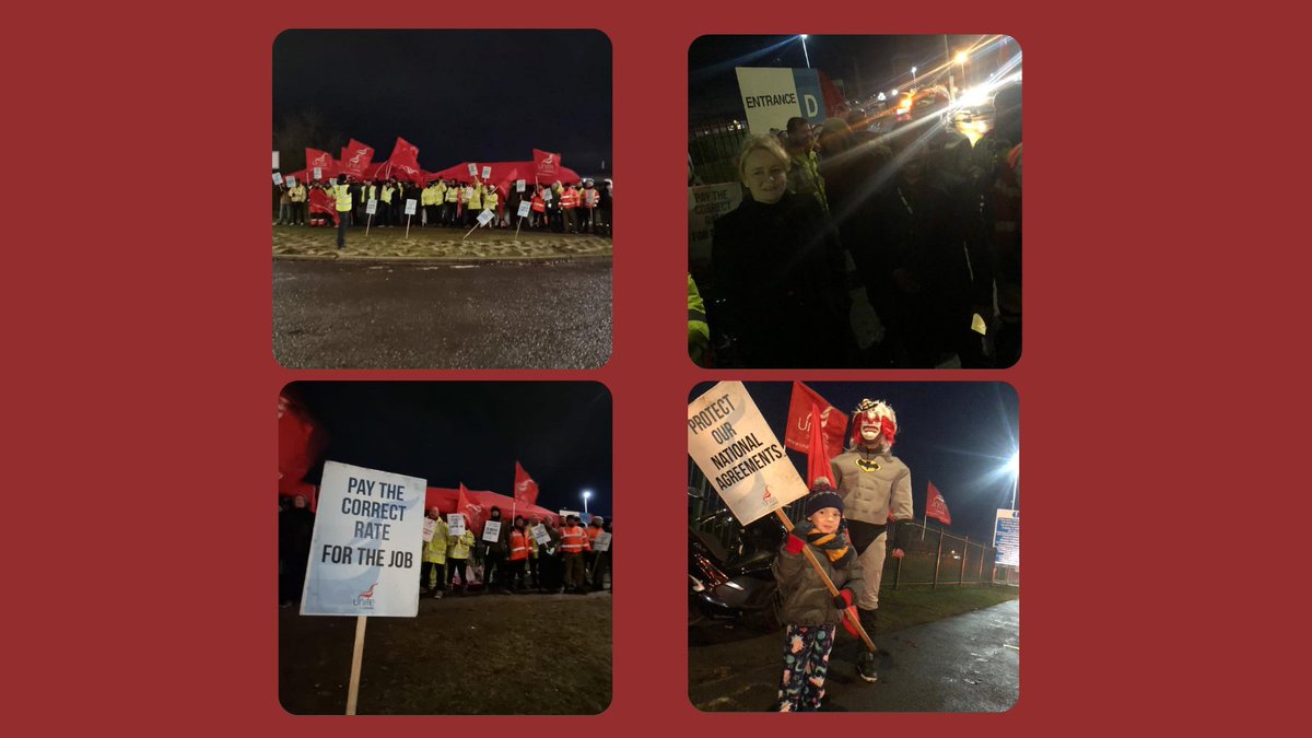 Solid, early morning picket line with our General Secretary <a href="/UniteSharon/">Sharon Graham</a> ✊
<a href="/Actavo_HQ/">Actavo</a> is significantly underpaying and breaking a national agreement that sets fair rates for the job. We stand strong and fight for our Jobs, Pay and Conditions! #PaytheRate