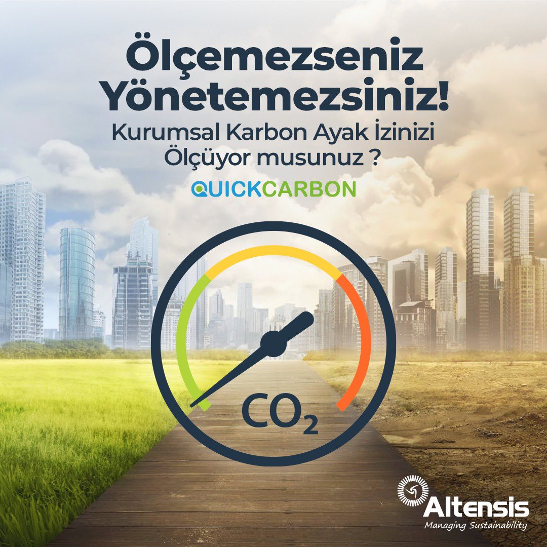 altensis's tweet photo. Ölçülemeyen hiçbir şey yönetilemez. Şirketlerin ve belediyelerin, Türkiye’nin düşük karbonlu büyüme hedefine ayak uydurabilmesi için, sera gazı emisyonlarını yönetmesi önem taşıyor. #Altensis, karbon ayak izinin hesaplanması ve izlenmesinde #Quickcarbon ile size destek oluyor.✅ https://t.co/U3XHuYOSWx
