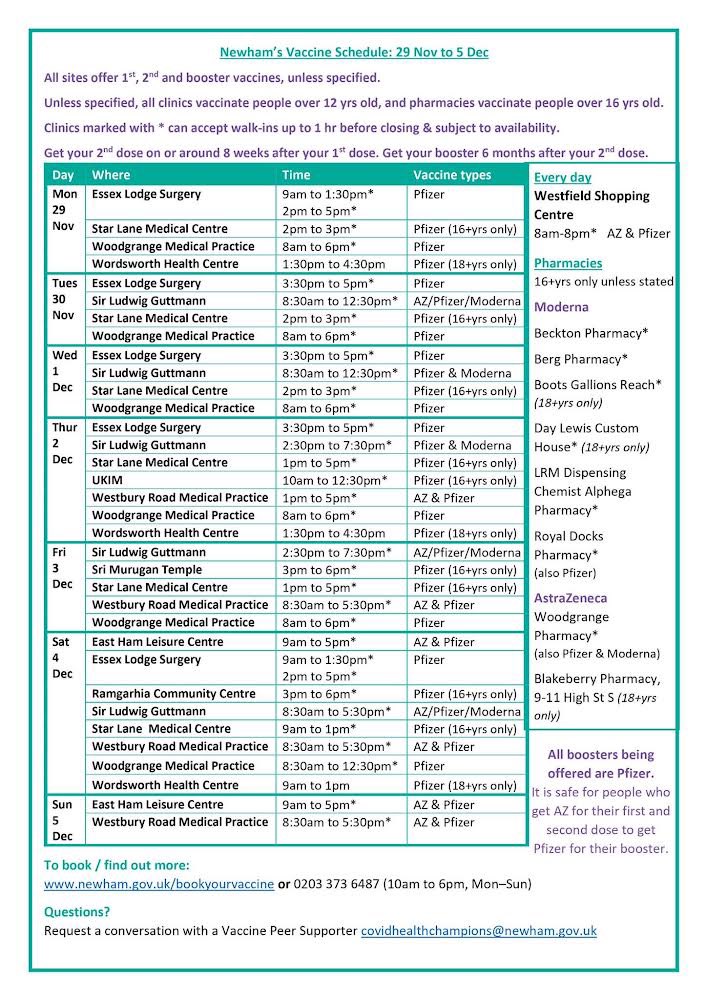stbons's tweet photo. This weekโs Newham Vaccine Schedule @NewhamHealth @NewhamLondon #newhamhealth https://t.co/VJWbp8S5GG