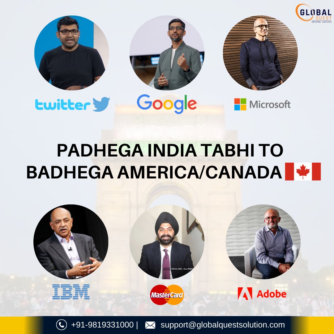 ImigrationQuest's tweet photo. Padhega #India Tabhi to badhega #america #canada #australia!
Proud to be Indian!
#engineer #Doctor #education #ceo #twitterceo #ParagAgrawal #googleceo #SundarPichai #ibmceo #arvindkrishna #microsoftceo #SatyaNadella #mastercard #shantanunarayen #usaimmigrants https://t.co/54pRN8coZg