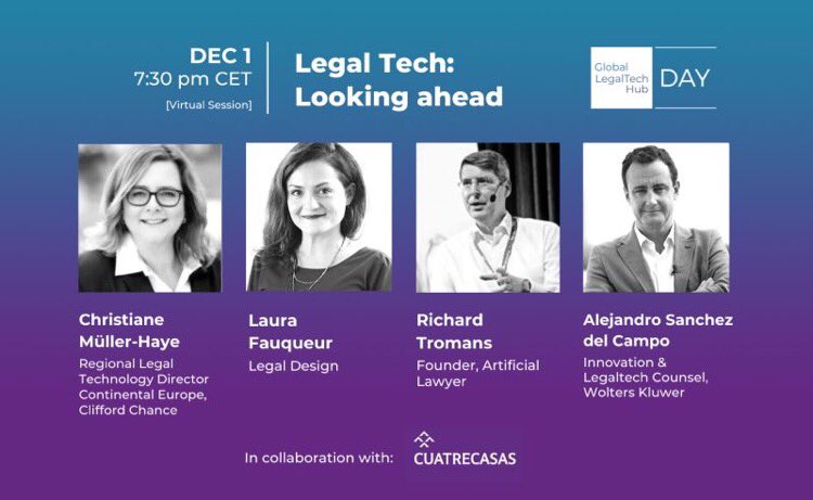 laurafauq's tweet photo. Day full of #legaltech conversations today, what an exciting Dec 1st!!!
I’ll be joining first @EULegaltech for the 2nd day of the #ELTACON to discuss legaltech education and later this afternoon, I’ll participate to the last panel of the #GLTHday of @Glegaltechhub 🎊🥳👯 https://t.co/DcqdC3wOyf