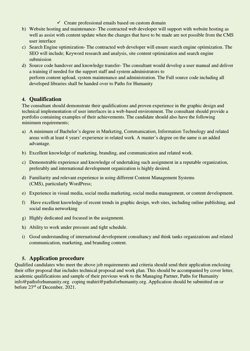 paths4humanity's tweet photo. Are you a #WebDeveloper ? With an experience in web designing?  We are looking for you? If interested, Please find the ToR and apply appropriately! #IkoKaziKE https://t.co/Ay7Wwl7OBz