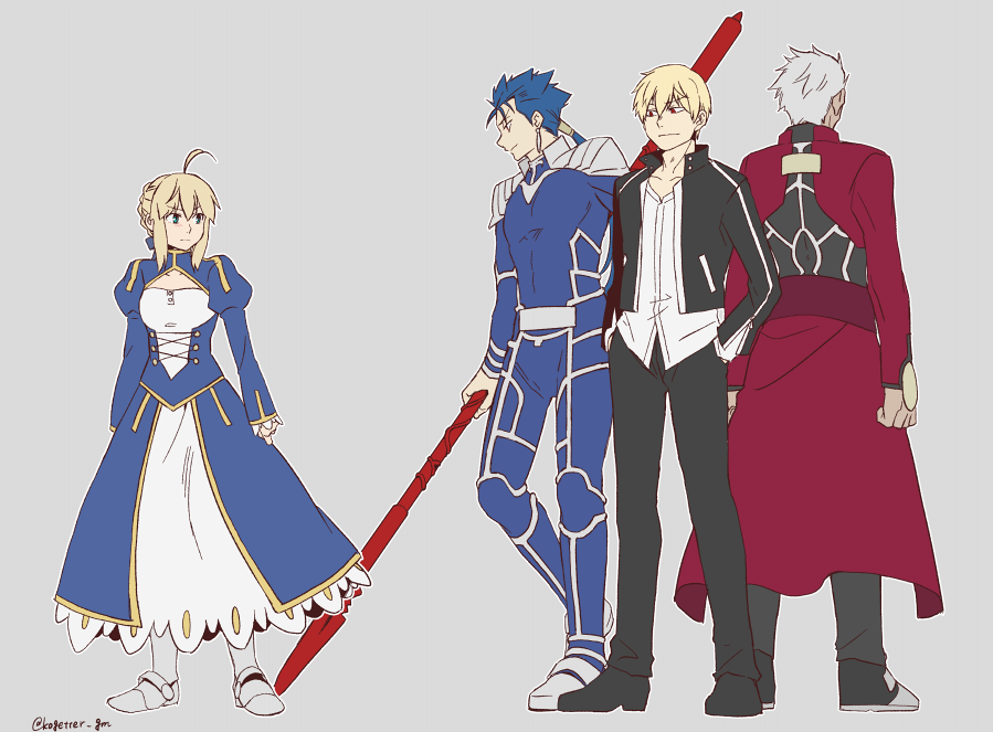 アーチャー ,アルトリア・ペンドラゴン ,クー・フーリン ,ランサー 「SNセイバーちゃと大きいお兄さん達 」|コゲのイラスト