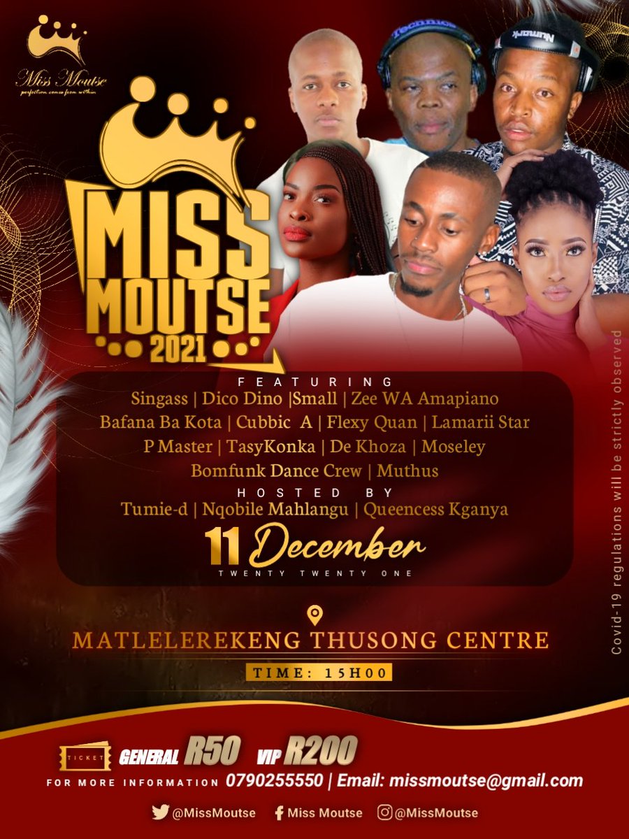 MissMoutse's tweet photo. Miss Moutse 2021 Grand Finale🥂💥

Come witness as we crown the next Miss Moutse Queen
#MissMoutse 
#Road2MissMoutse2021 
#MissMoutseAfterParty
#CrownNight #crowningmoments 
#Pageantry #Queens https://t.co/C2GDGBbxw4
