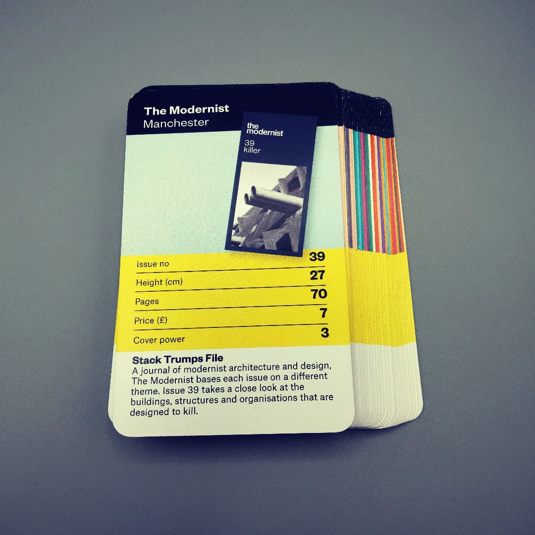 modernistmag's tweet image. Woah... we've only made it into @stackmagazines top trumps set, fearuring the best indie mags.
You can play too.. get your pack from Stack.

#indiepublishing
#printisntdead
#stackmagazines
#stacktrumps