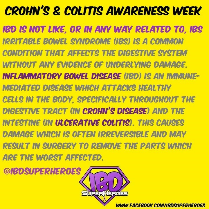 IBDSuperHeroes's tweet photo. 💜 #CrohnsAndColitisAwarenessWeek | December 1st – 7th | #IBD myths 💜

#IBDSuperHeroes #Crohns #Colitis #CrohnsDisease #UlcerativeColitis #IBDawareness #IBDAwarenessWeek #IBDVisible #IBDBeyondBorders #MakingTheInvisibleVisible #InflammatoryBowelDiseas… https://t.co/lfObTaLhtU https://t.co/zvf1T04qkb