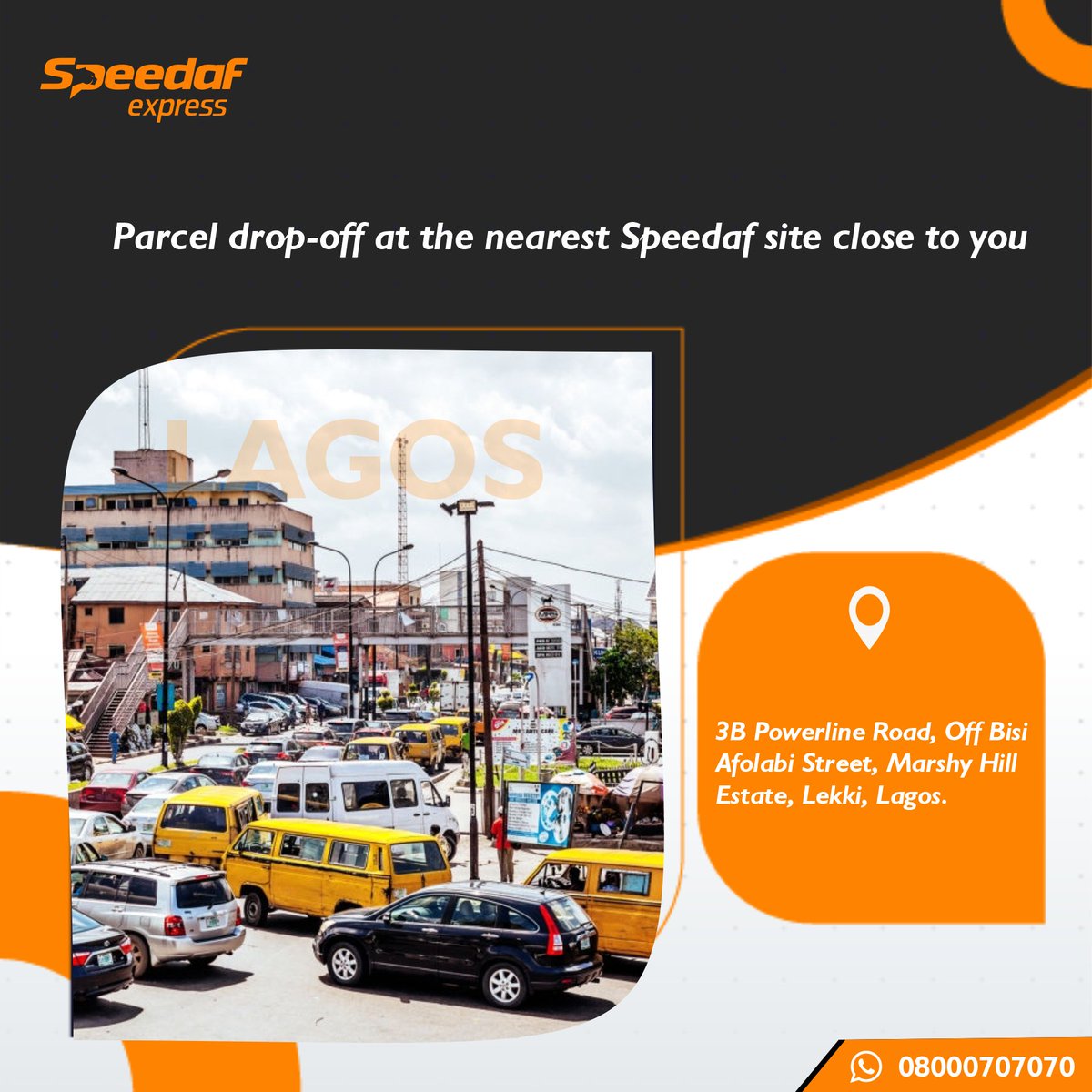 Officialspeedaf's tweet photo. We are closer than ever to provide seamless delivery service to you our Customers.
Visit our Lagos office centers to pick-up and drop-off your packages.
#NationwideDelivery
#LocationAlert
#SpeedafLogistics https://t.co/N54Nt1NN22