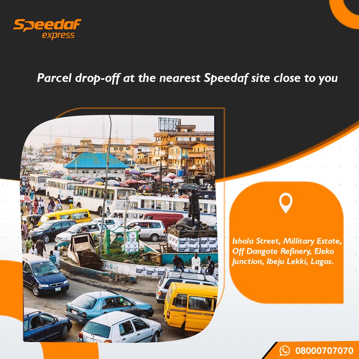 Officialspeedaf's tweet photo. We are closer than ever to provide seamless delivery service to you our Customers.
Visit our Lagos office centers to pick-up and drop-off your packages.
#NationwideDelivery
#LocationAlert
#SpeedafLogistics https://t.co/N54Nt1NN22
