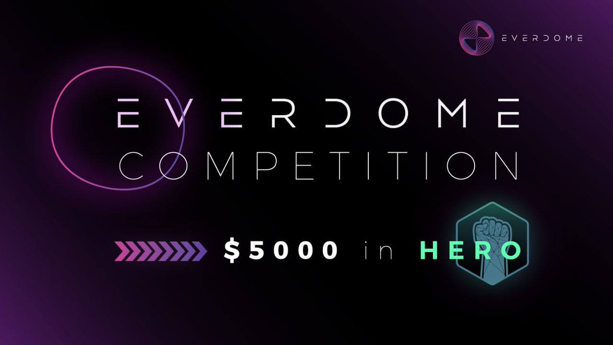 💰We're giving away $5000 in HERO which gives you access to the exclusive Everdome's pre-sale... to one HERO!

The rules are simple:
1️⃣ Follow Everdome TG 👉t.me/everdome_news
2️⃣ RT this post
3️⃣ Follow @Everdome_io on Twitter

🥇Winner announced in 72 hours.

#BeYourOwnHero