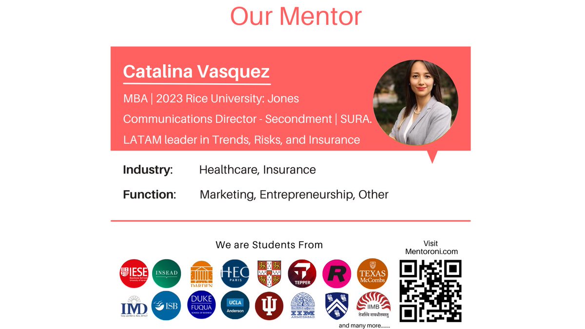 mentoroni's tweet photo. We are super proud to introduce you to our next Mentor.

To connect with students from Top B-schools and professionals from Top Companies around the world visit: https://t.co/shoYiMworV

#ourproudmentor #education #riceuniversityjones #jobs #mentoroni #future #career #mba https://t.co/TbqvG5G1FH