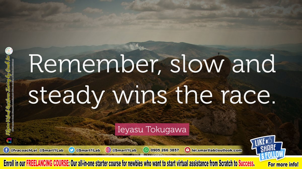 SmartLearninLab's tweet image. Remember, slow and steady wins the race.

#DailyReminder  
#FVAQatar    
#SmartLearningLab   
#Surge   
#WednesdayWisdom