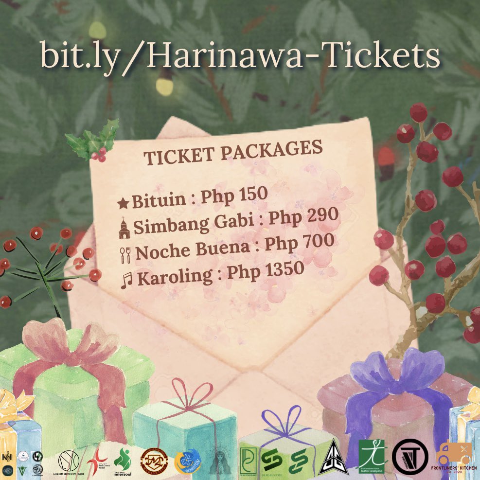 PopEnsembleDLSU's tweet photo. (1) Feel the love of Pinoy Christmas with Pinoy tunes. ๐คฉ Treat yourself and your loved ones this Christmas through Harinawa! ๐
โHarinawaโ is Pop Ensembleโs Christmas Fundraising Concert going live on December 18, 2021 at 6pm. ๐
SEE TICKET PACKAGES BELOW https://t.co/VrI080Kfn5