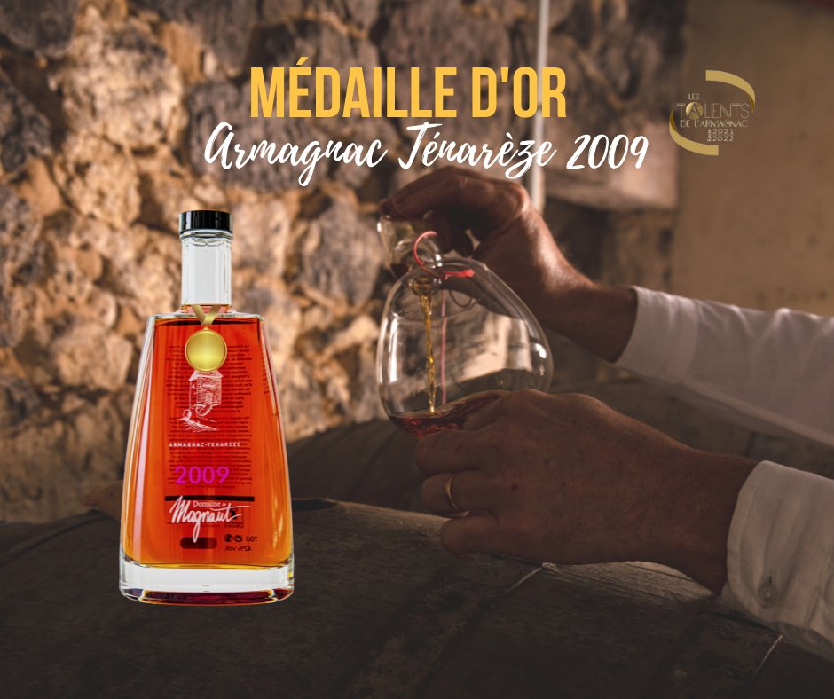 [📢Notre armagnac 2009 a du talent !]
Samedi soir avait lieu le 69ème concours "Les Talents de l’Armagnac" à Eauze.
Nous sommes fiers de vous annoncer que notre #Armagnac #Ténarèze 2009 a remporté son succès auprès du jury en obtenant la #médaille d'or !