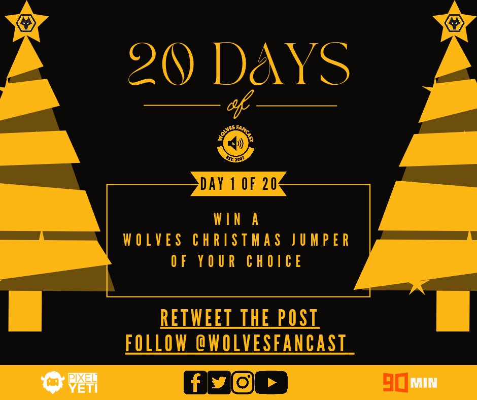 wolvesfancast's tweet photo. #20DaysofFancast 🎄🎁 
WIN A WOLVES CHRISTMAS JUMPER OF YOUR CHOICE AS SHOWN BELOW.

Simply: 
Retweet this post
Follow @WolvesFancast

Winner picked before tomorrow's prize unveil.

#wwfc #wolves https://t.co/42oiXW62JV