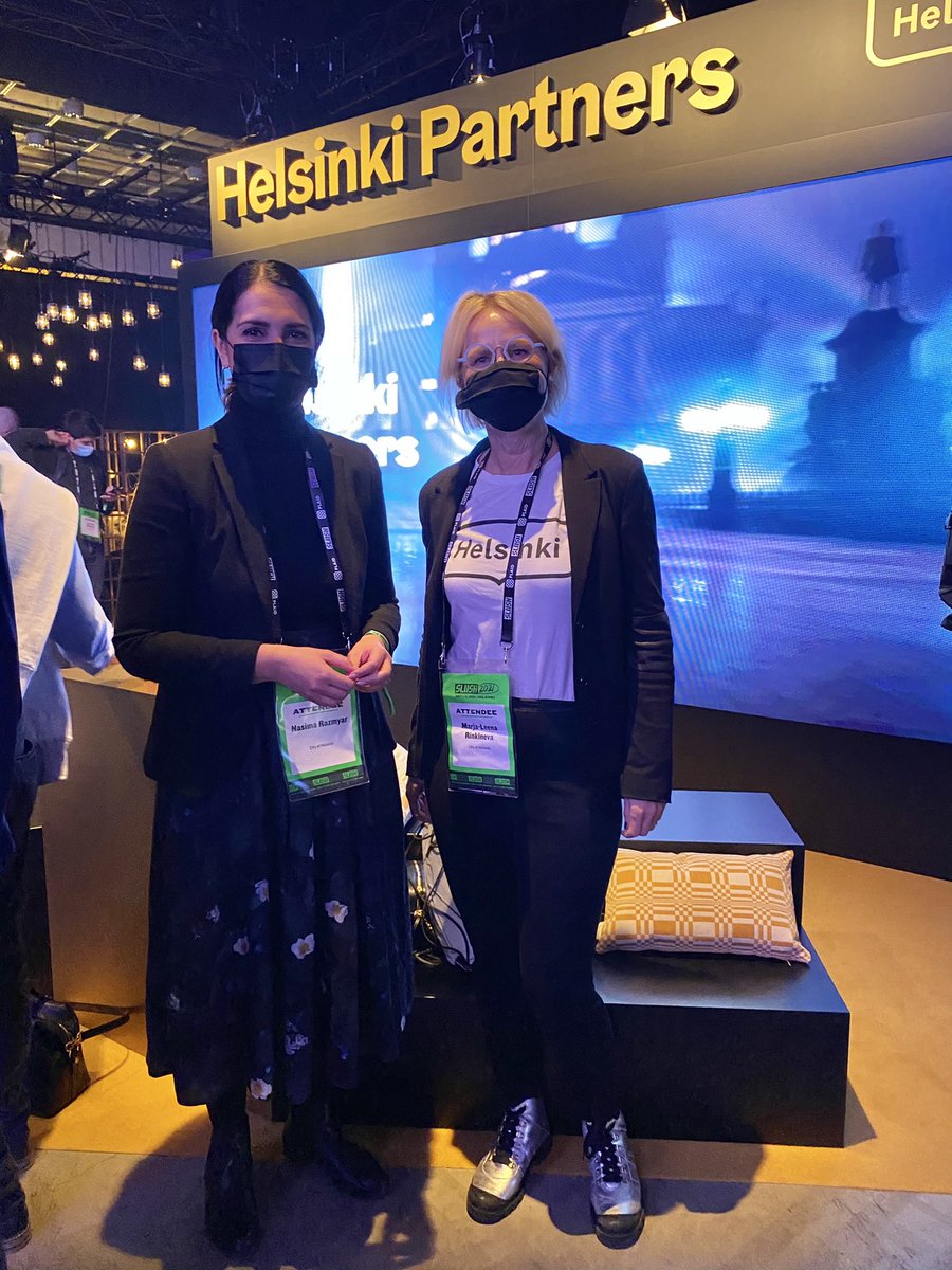 It’s dark in the morning. It’s dark in the afternoon. But here at Slush the lights are always shining. ✨ Visit our Helsinki Partners stand. So proud of us! #slush2021 <a href="/mlrinkineva/">M-L Rinkineva</a>