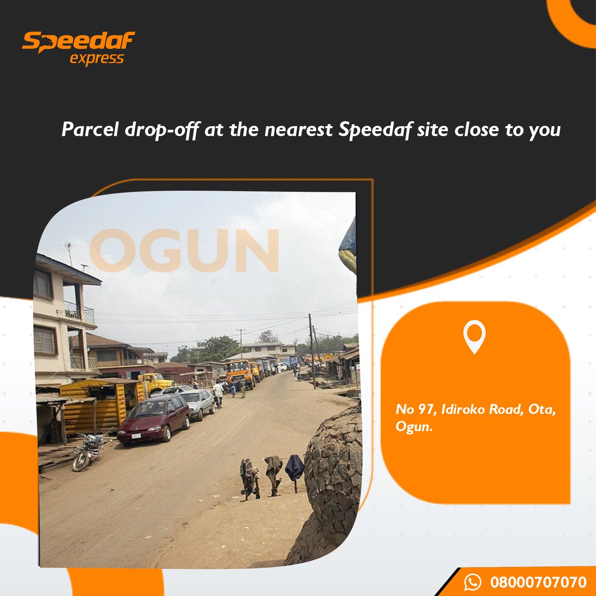 Officialspeedaf's tweet photo. Hello Ogun State!
We are live at your location, visit us for self-pickup and drop-off.
#NationwideDelivery
#LocationAlert
#SpeedafLogistics https://t.co/pxz1gVTcTg