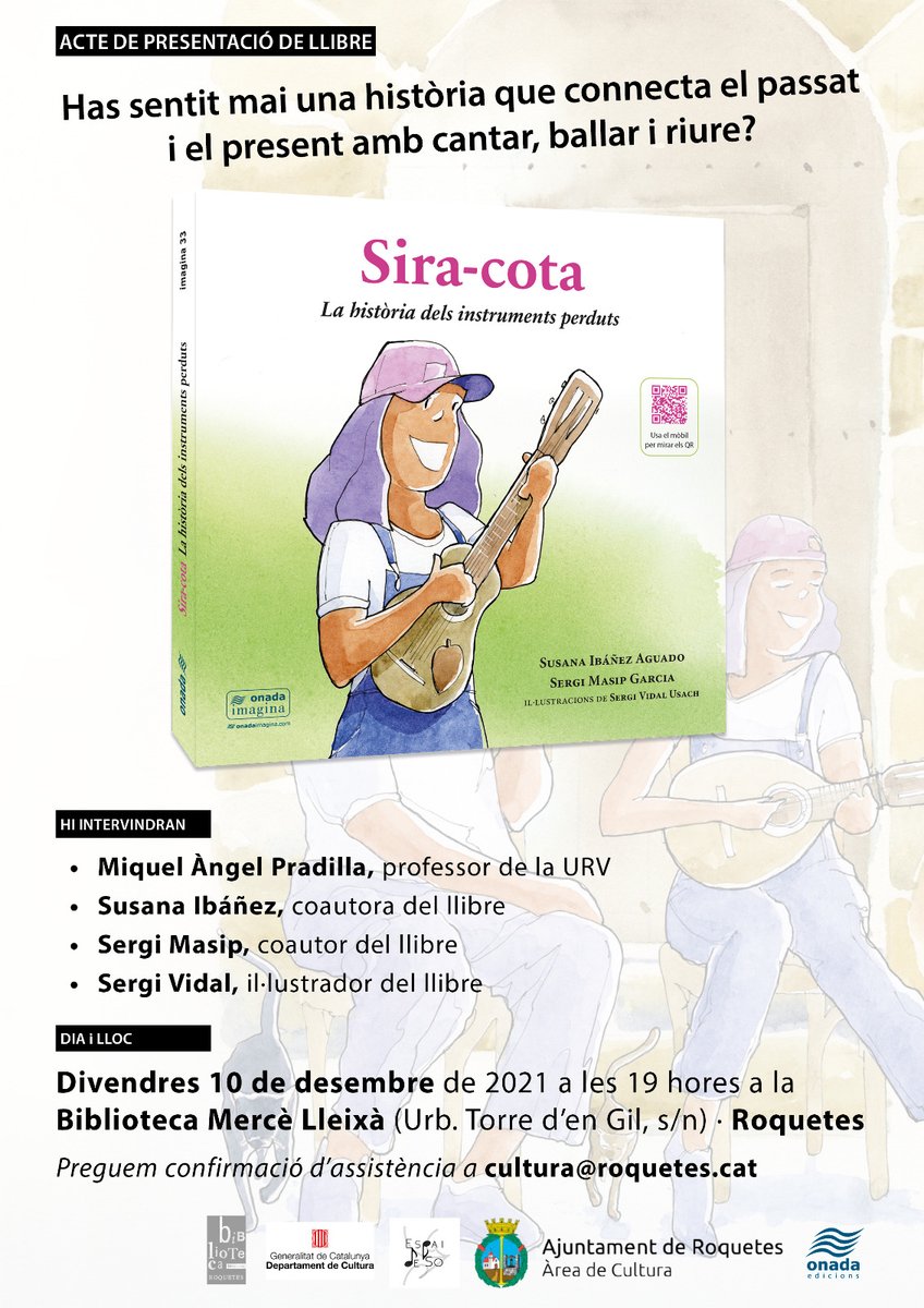🗓️El proper divendres, 10 de desembre a les 19h: 
Presentació del llibre: 'Sira-cota: la història dels instruments perduts' de la Susana Ibáñez i el Sergi Masip Garcia amb il·lustracions de Sergi Vidal. 
<a href="/Espai_de_so/">Espai de so</a> <a href="/OnadaEdicions/">Onada Edicions</a> 
Us hi esperem!