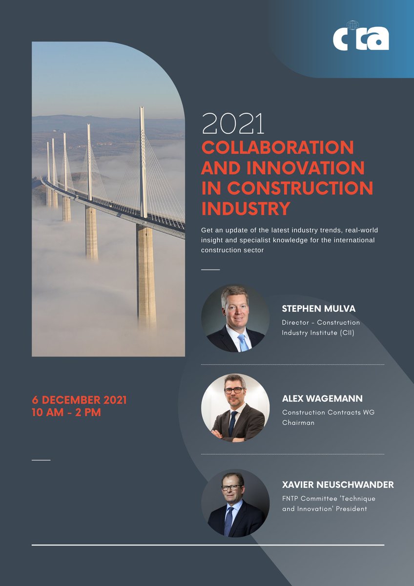 📢 CICA’s next General Assembly will take place on December 6-7 2021 in Paris.

Its seminar will be held in a hybrid format with in-person and online presentations of speakers coming from various international construction organizations.

👉🏻 Register here: forms.gle/icMXRzGLABf4rk…