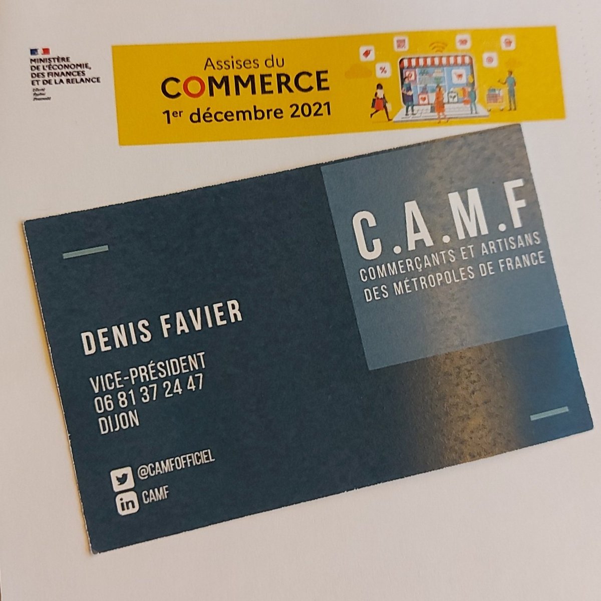 #AssisesduCommerce
Lancement ce jour par les Ministres <a href="/BrunoLeMaire/">Bruno Le Maire</a> et <a href="/alaingriset/">Alain Griset</a> 
<a href="/FavierDenis2/">Favier Denis</a> vice-président de la <a href="/CamfOfficiel/">CAMF</a> aux commandes, l'ensemble des adhérents <a href="/CamfOfficiel/">CAMF</a> présents! La force du collectif
Merci <a href="/Economie_Gouv/">Ministère de l'Économie et des Finances</a> pour la reconnaissance de nos métiers