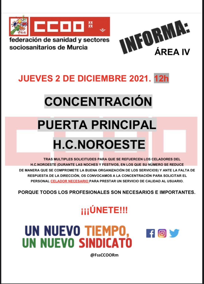<a href="/Murciasalud/">Murciasalud</a> <a href="/ParaCelador/">Reconocimiento para el Celador Ya</a> <a href="/CeladorEnLucha/">🇵🇸 Celador☭Enfurecido🇵🇸</a> <a href="/caravacaaldia/">CARAVACA AL DIA</a> <a href="/Area4Noroeste/">Área 4 Noroeste</a> <a href="/regiondemurcia/">Gobierno de la Región de Murcia</a> #consejerosaludmurcia <a href="/laverdad_es/">laverdad_es</a> <a href="/diariolaopinion/">La Opinión de Murcia</a> <a href="/CaravacaNoticia/">Caravaca de la Cruz</a> <a href="/La7_tv/">La 7ª diferencia</a>